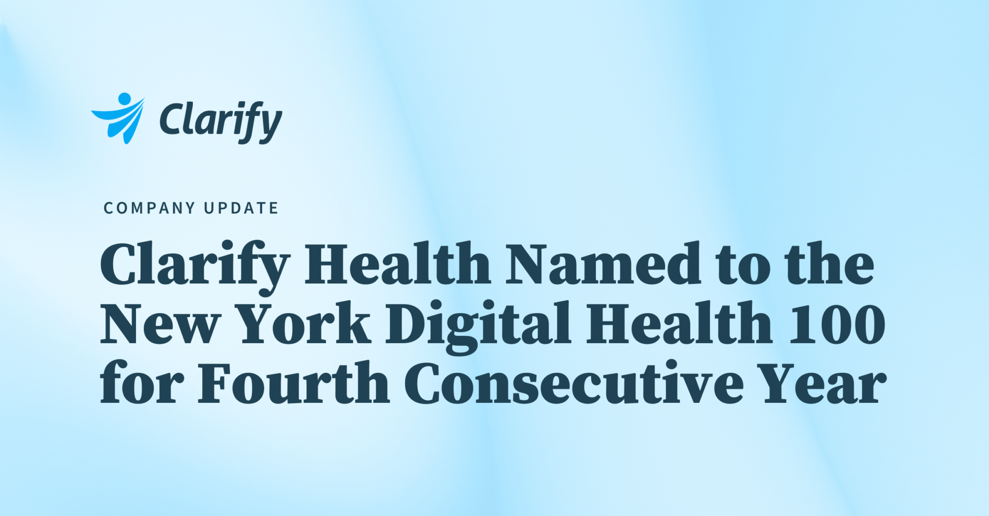 Thumbnail for Clarify Health Secures Prestigious Spot on the Digital Health New York 100 List for the Fourth Consecutive Year